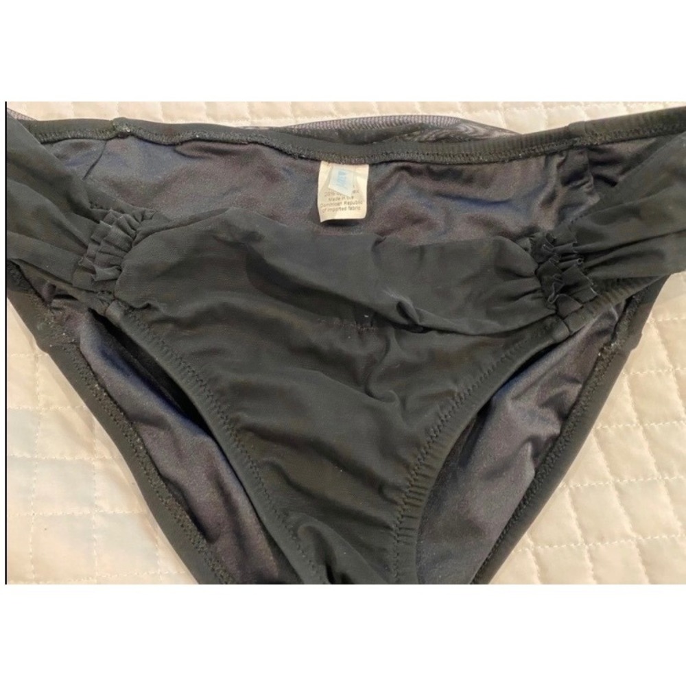 J. Crew Black Ruched Mesh Bikini Bottom Swimwear Women Size S